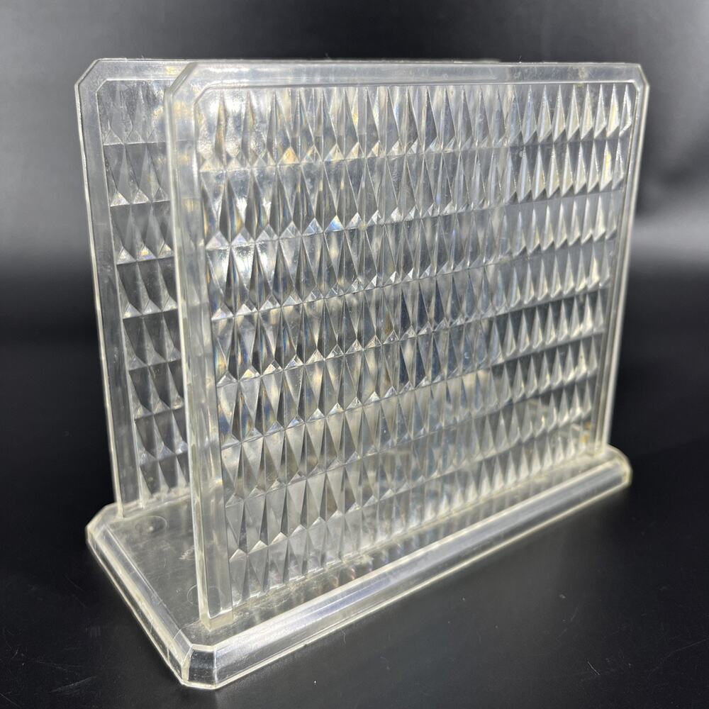 Vintage Mid Century Modern MCM Clear Lucite Plastic Napkin Holder by Arrow USA